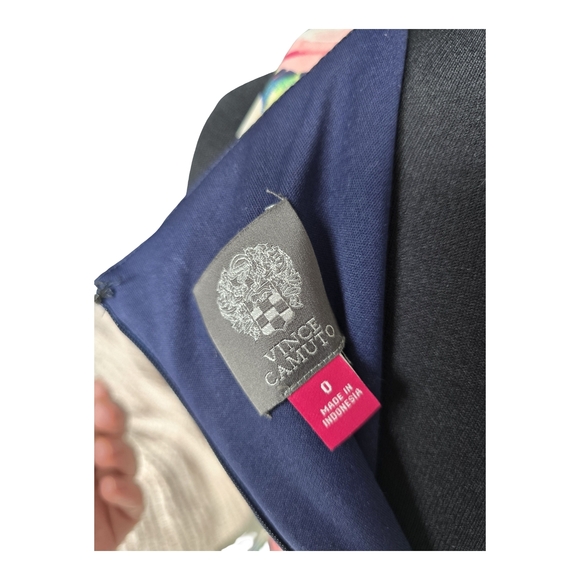 Vince Camuto Navy Floral Fit & Flare Mini Dress Size 0 Pockets Feminine Chic - Picture 8 of 11